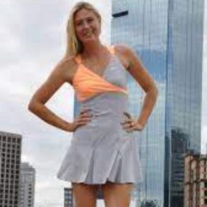 Maria Sharapova 2011 Australian Open Orange and Grey Pleated Nike Dress (Small)